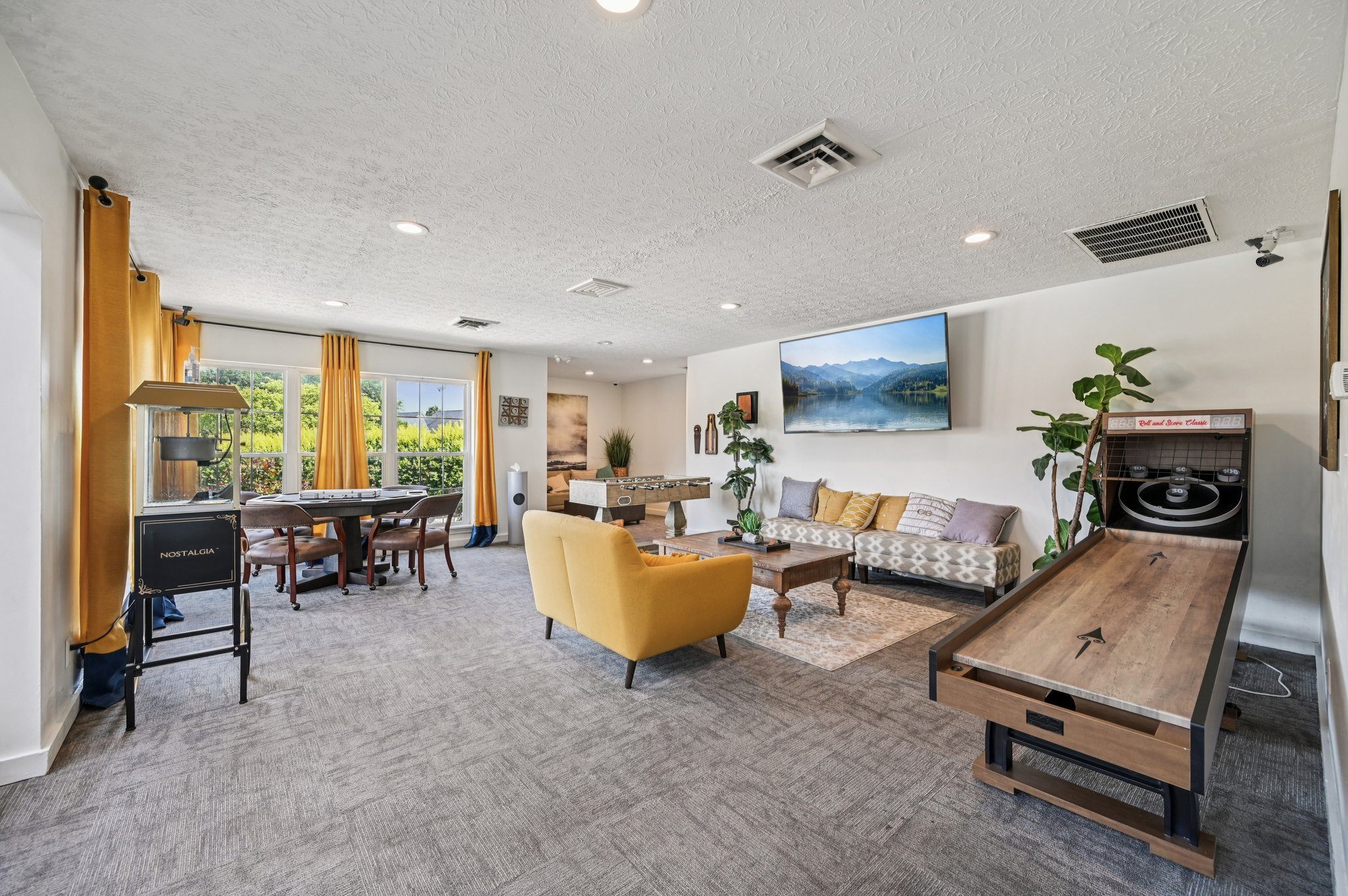 community lounge with game tables