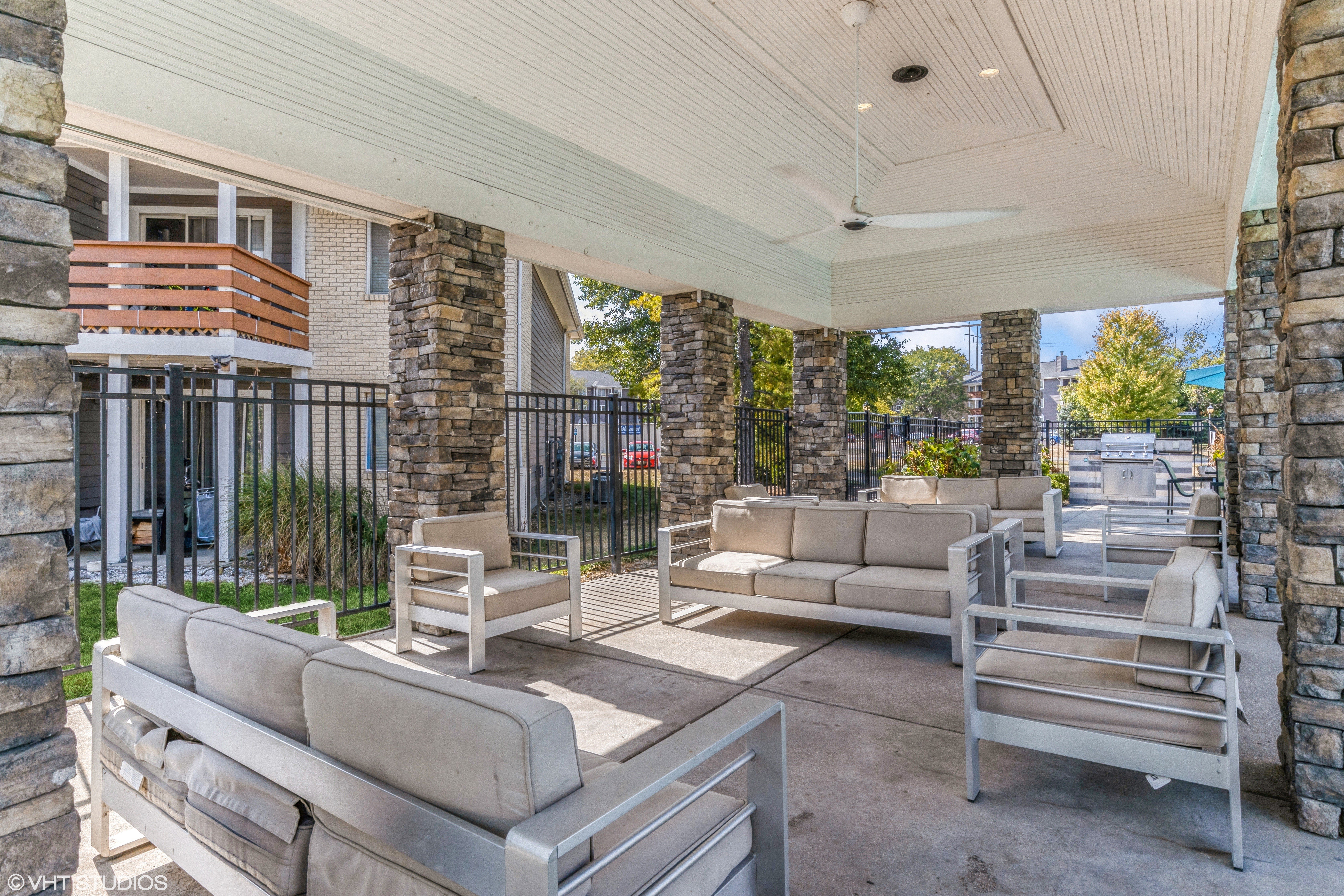 community outdoor covered lounge area